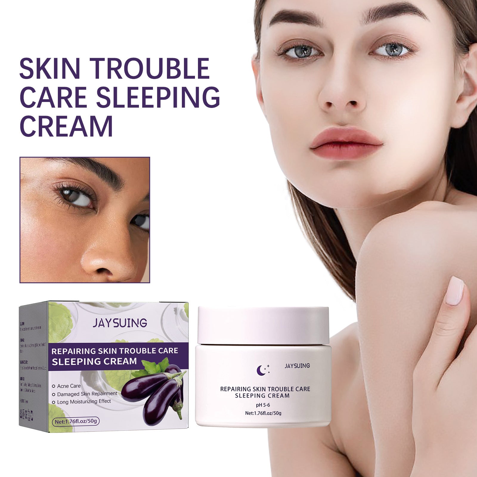 Jaysuing Night Care Sleep Cream, Hydrating Night Repair Skin Barrier Brightening Whitening Cream
